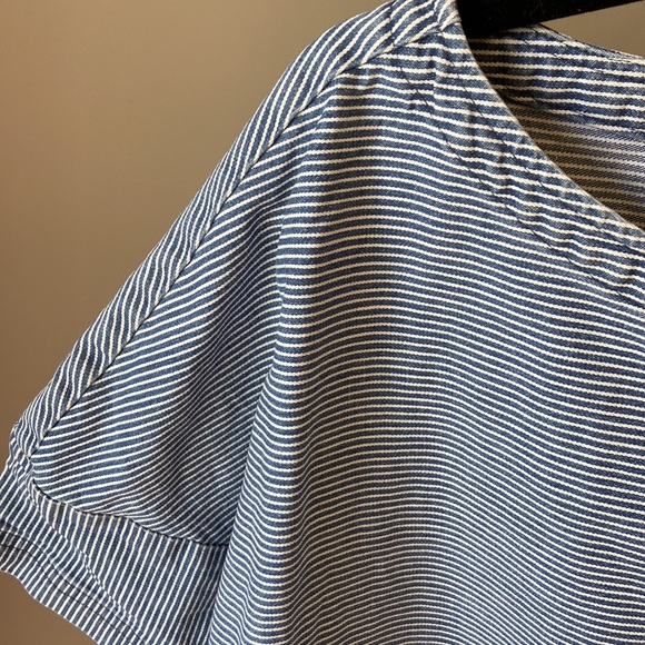 Zara denim blue and white stripped top size small - Picture 4 of 7